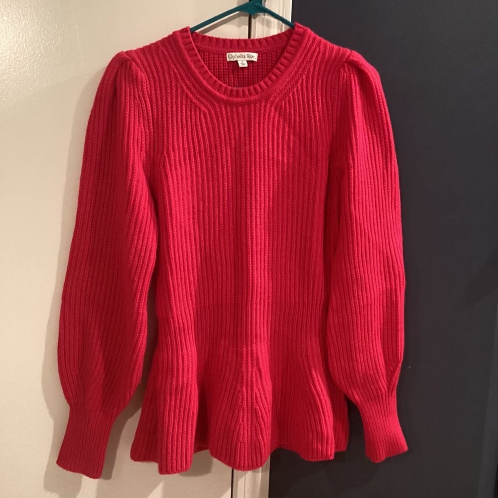 OPHELIA ROE Women M Balloon Sleeve Flared Sweater